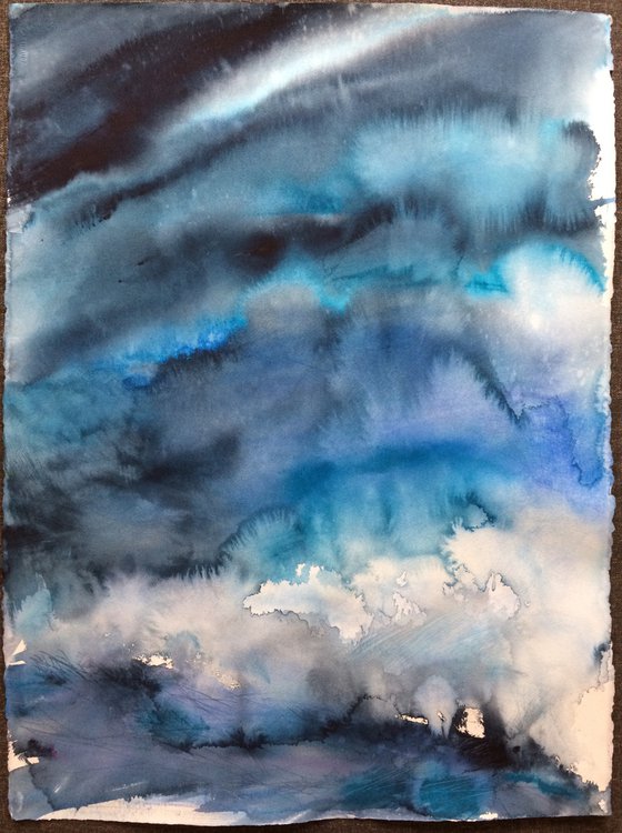 Endless Blue  I  Landscape I Seascape I Abstract Watercolor