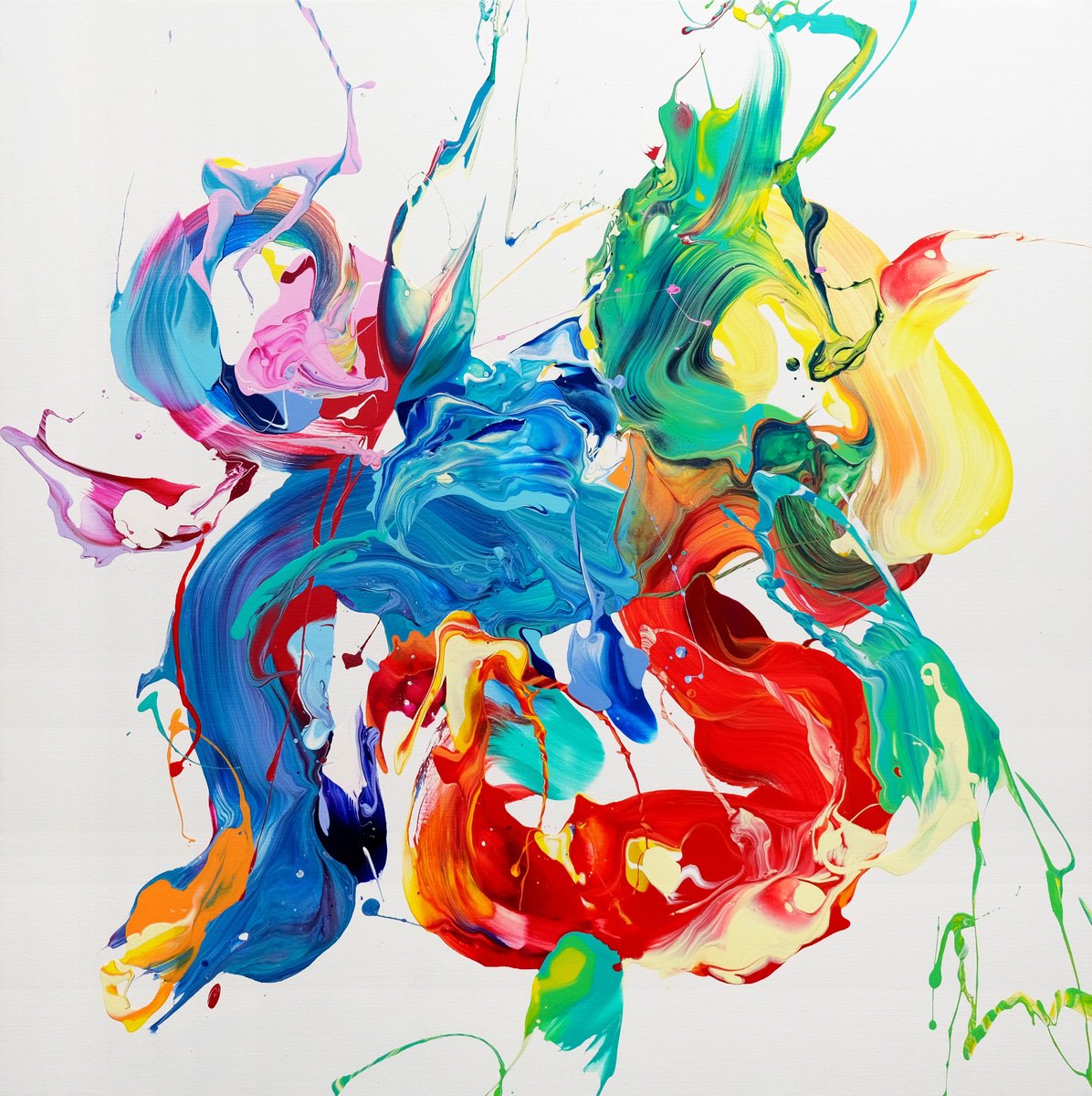 Abstract Acrylic Painting By Behshad Arjomandi, 39 X 39, Joyful, Original Artwork