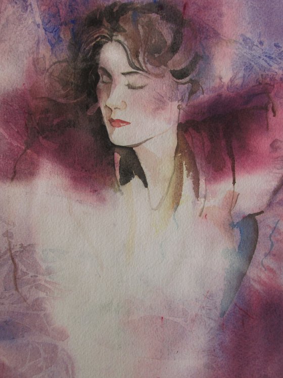 lady in pink watercolor