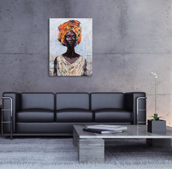 African Queen portrait painting #2 - Original oil painting