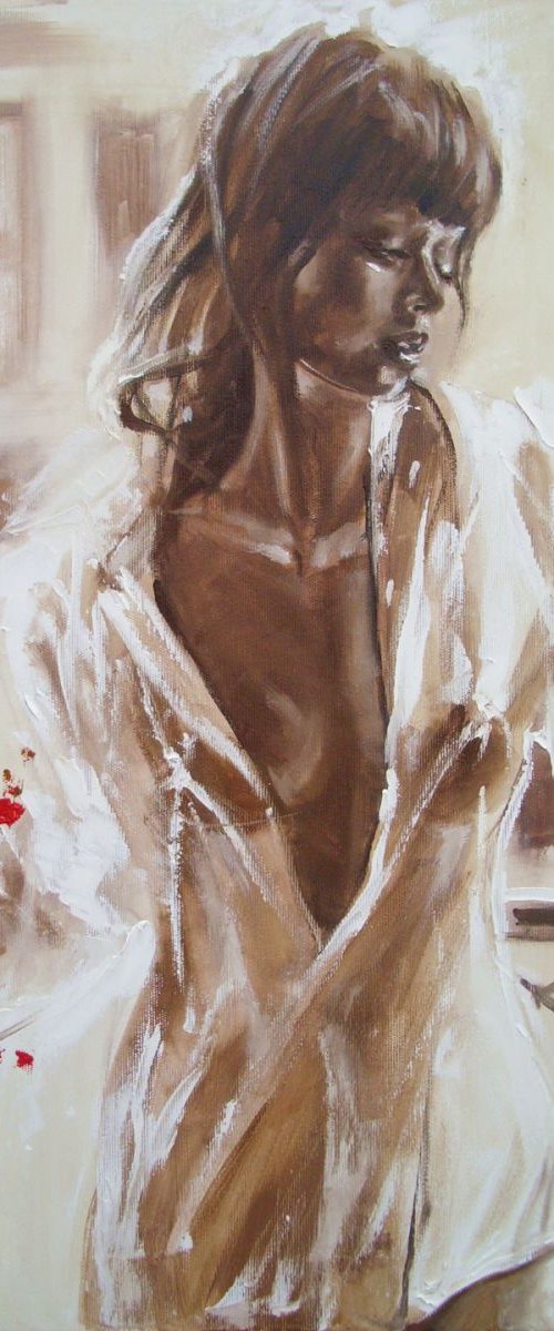 Geranium flowers - ORIGINAL OIL PAITNING by Monika Luniak