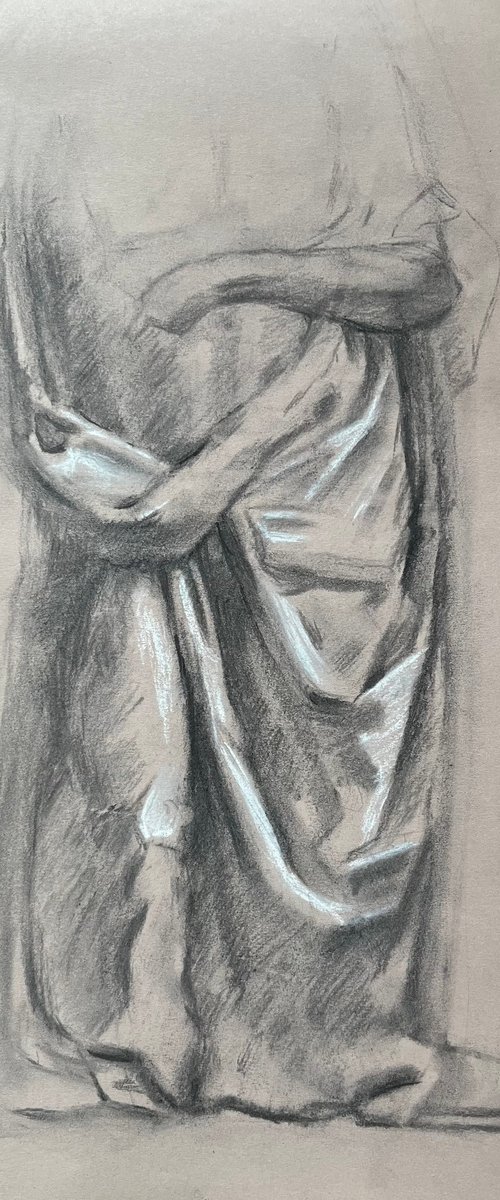 Clothes figure people original drawing with charcoal by Roman Sergienko