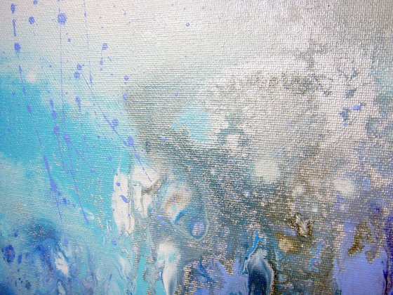 "Blue splashes" Small Painting 30 x 40 cm