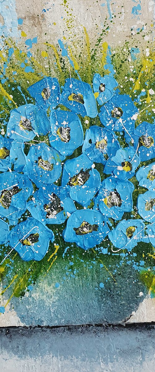 VASE OF BLUE FLOWERS by Cinzia Mancini