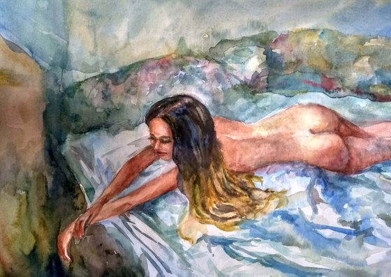 Woman on a bed