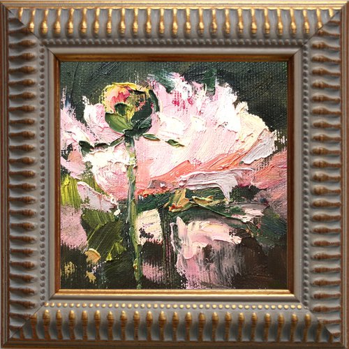 Peony 04...framed / FROM MY A SERIES OF MINI WORKS / ORIGINAL OIL PAINTING by Salana Art Gallery