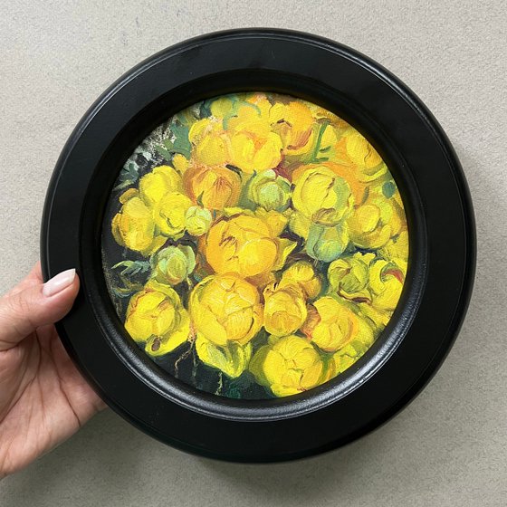 Yellow flowers. Globeflower