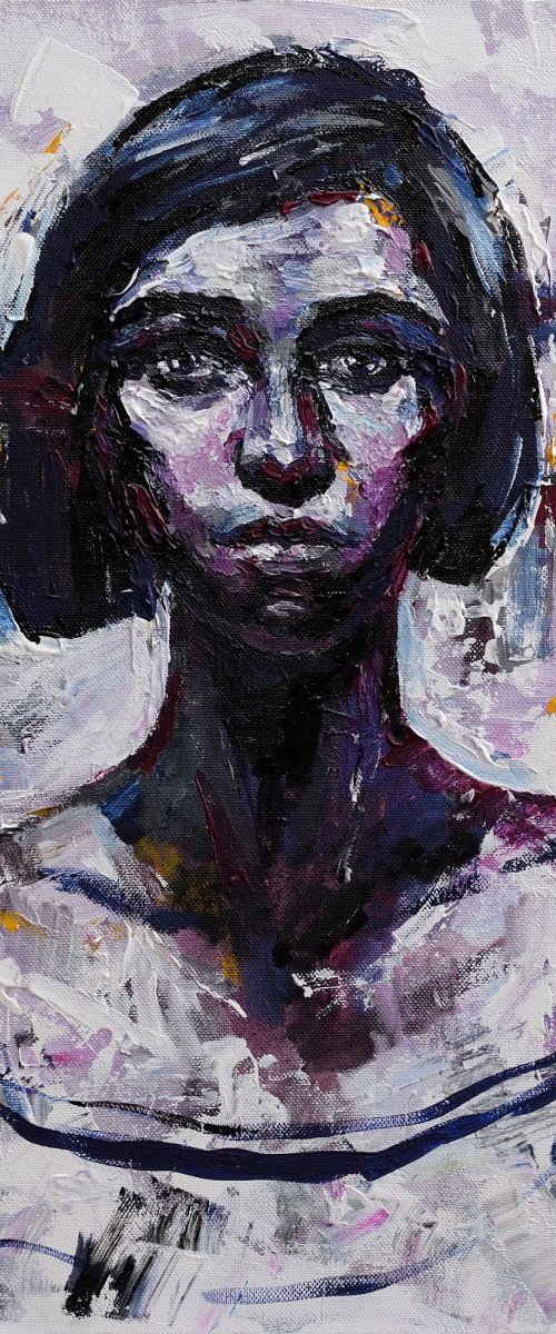 Young woman portrait painting by Anastasiia Valiulina