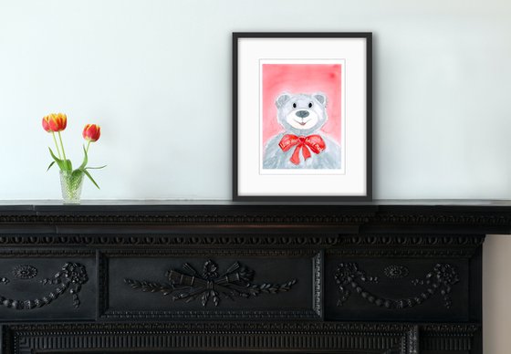 Valentine toy bear portrait - Cute gift idea for Valentine's Day - I love you beary much.