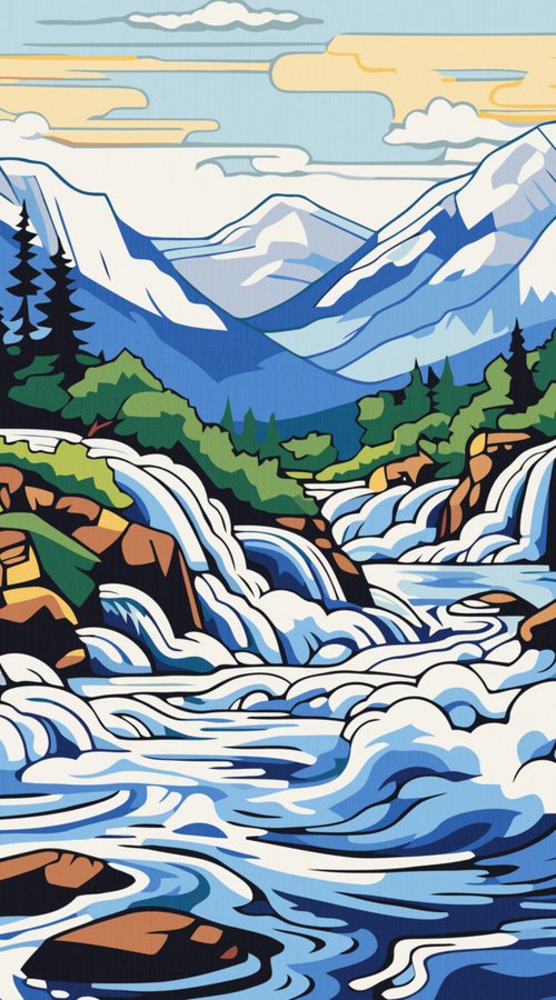 Mountain river by Kosta Morr