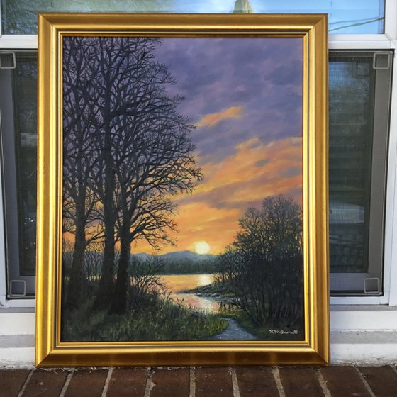 February Sunrise - oil 20X16 inch canvas (SOLD)