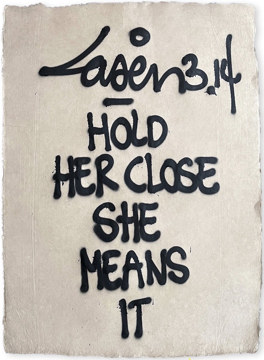 Urban And Pop Abstract Painting By Laser 3.14, 21 X 29", Hold Her Close She Means It, Original Artwork