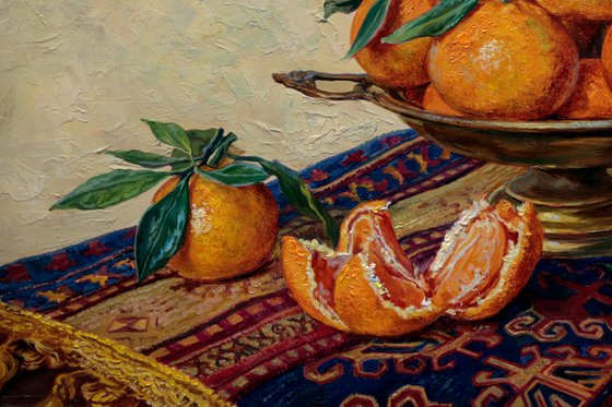 Tangerines on turkish carpet