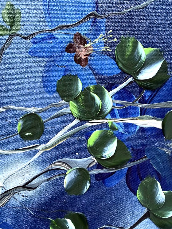 Pearl Roses in Blue Silence