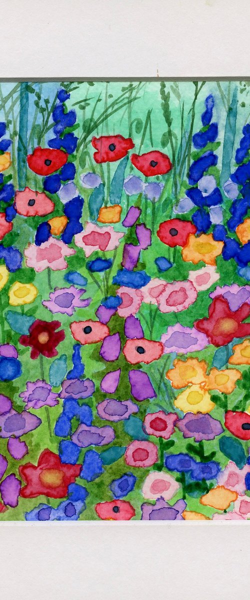 Wildflowers Two - mounted watercolour, small gift idea by Lisa Mann