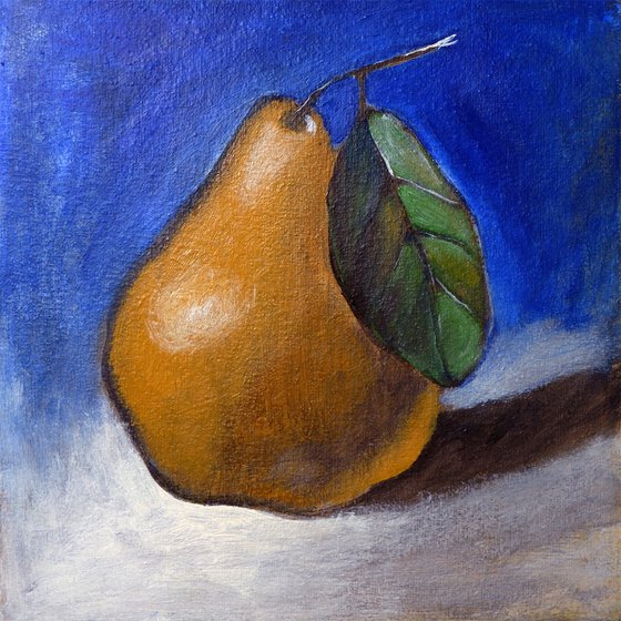 Pear on blue