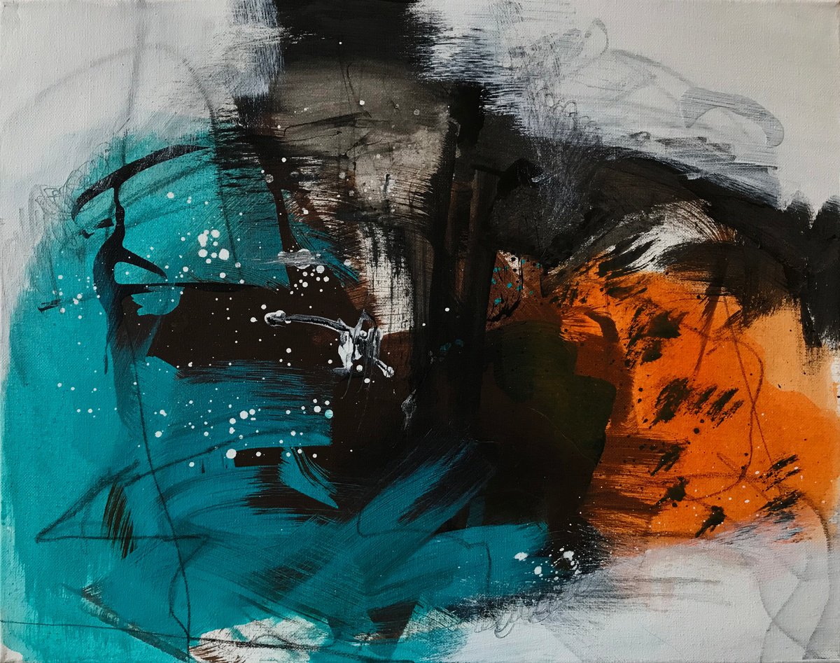 Organic Abstract Acrylic Painting By Kris Haas, 20 X 16", Since Once, Original Artwork