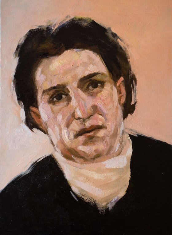 expressionnist portrait on light background