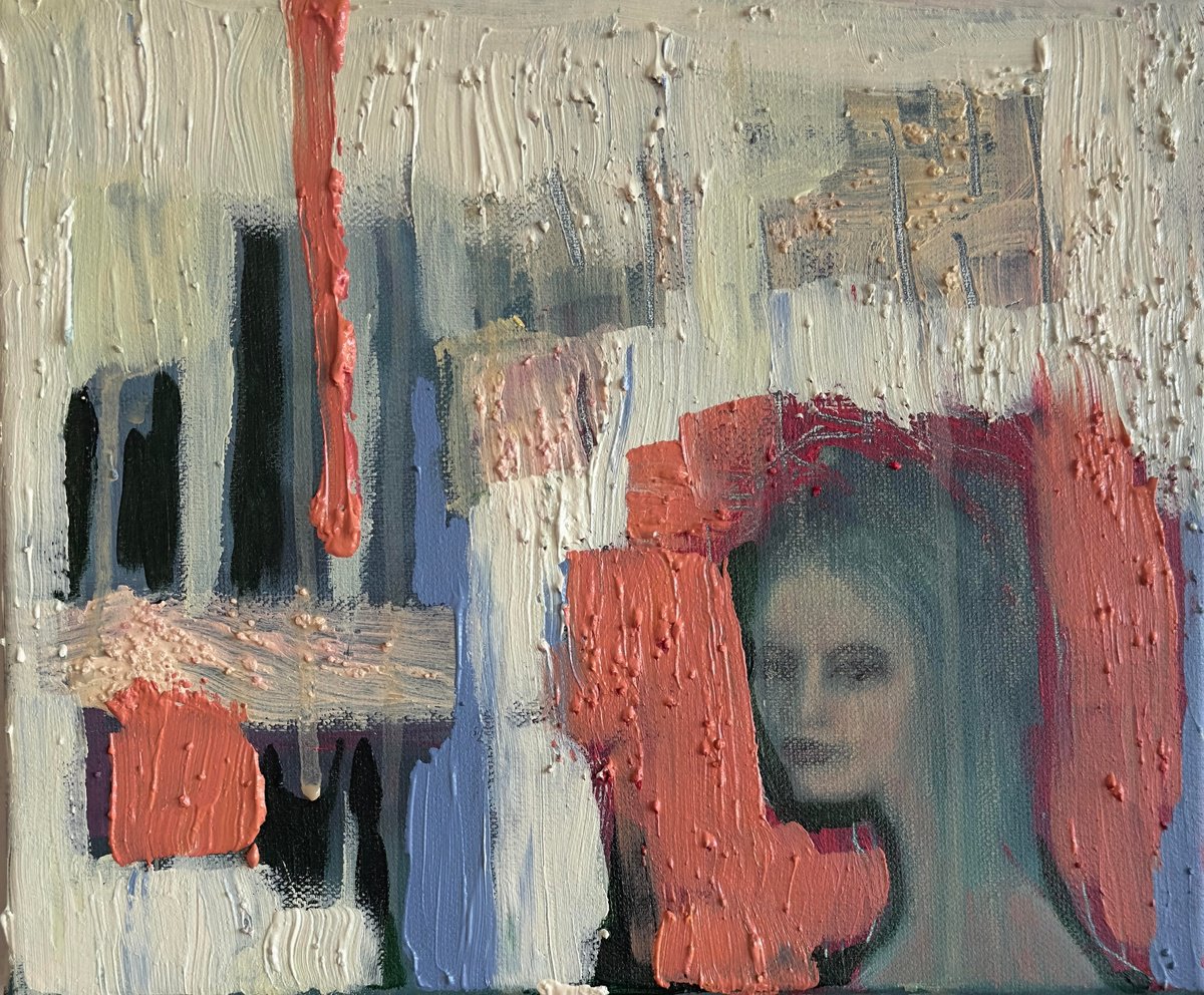 Expressive Portrait Acrylic Painting By Nikola Gulev, 12 X 10", "Silent Expression Of Within", Original Artwork