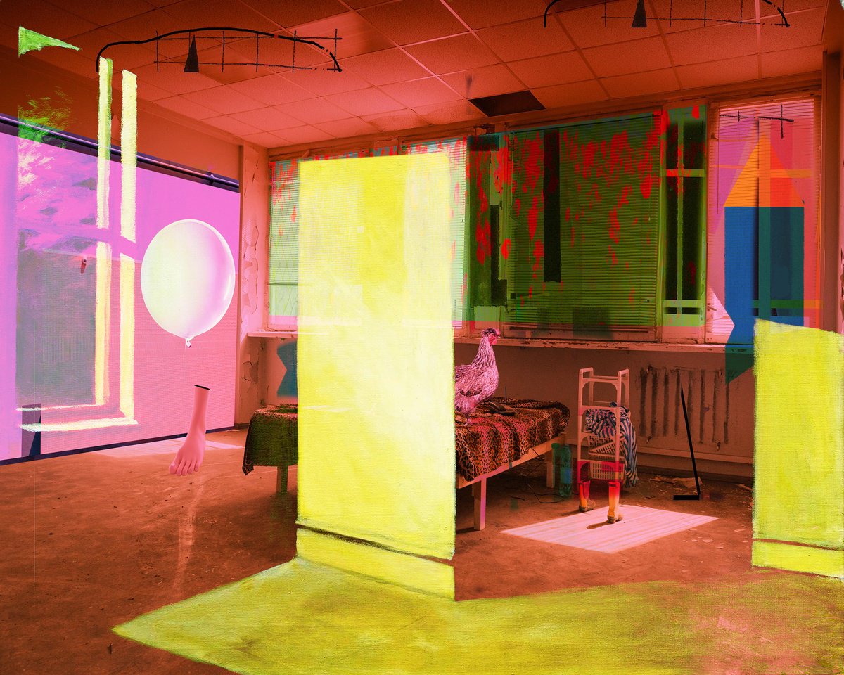 Expressive Still Life Photograph By Geert Lemmers Fpa, 39 X 31, Interior With Chicken, Original Artwork