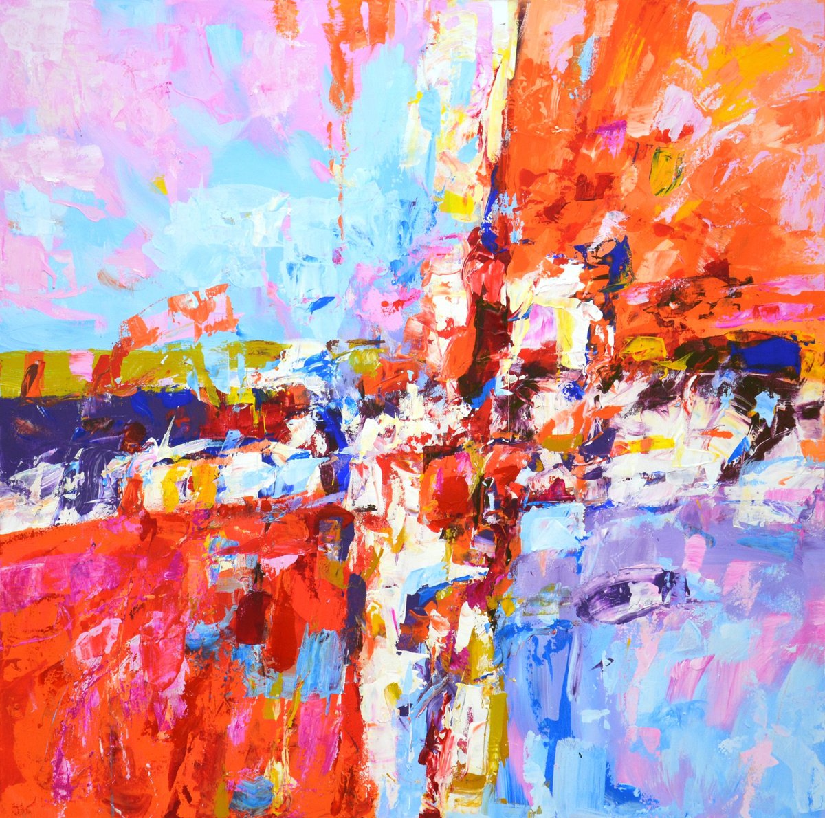 Abstract Acrylic Painting By Iryna Kastsova, 39 X 39, Seize The Moment., Original Artwork