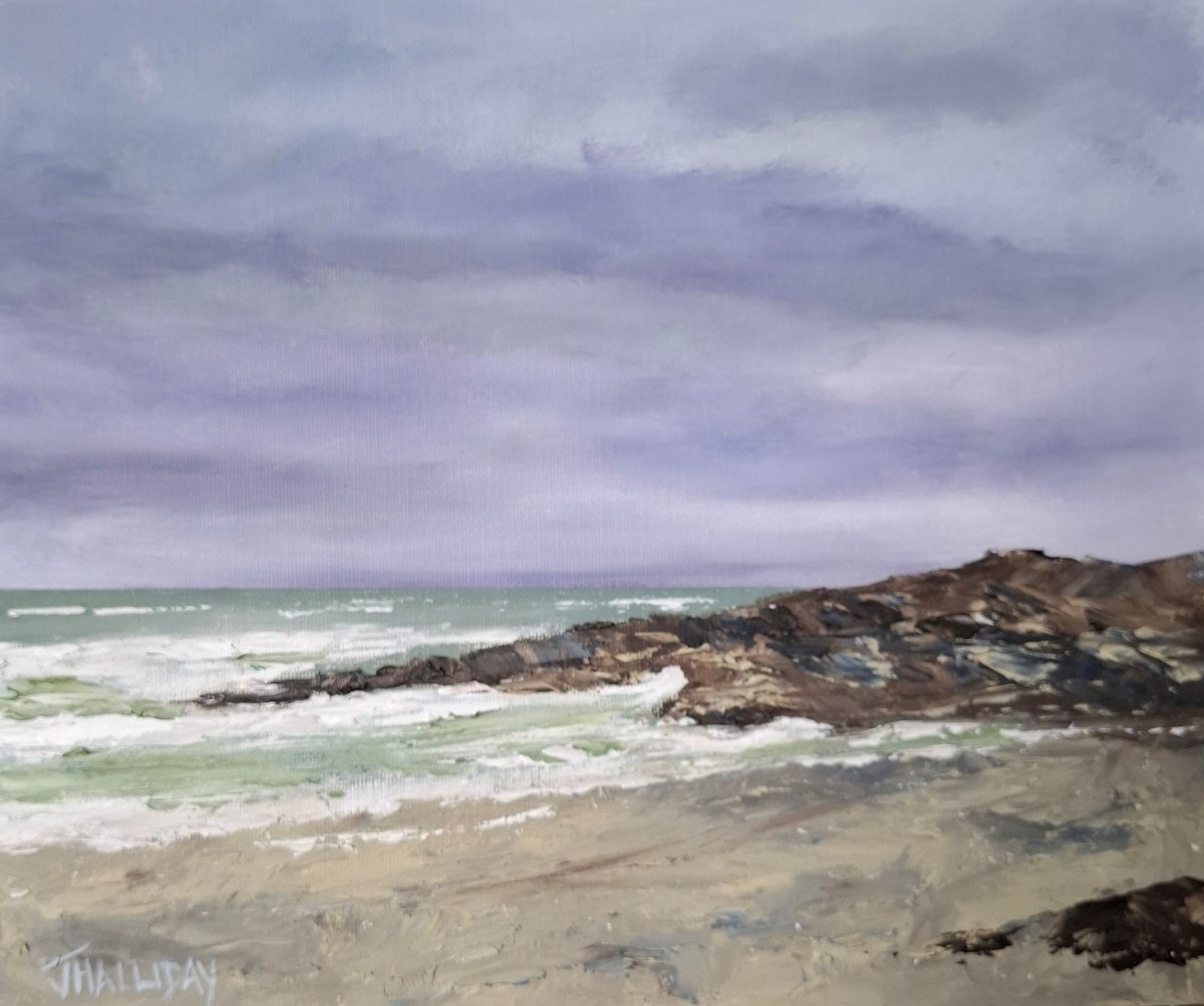 Impressionistic Landscape Oil Painting By John Halliday, 12 X 10, Atlantic Way Breakers, Original Artwork