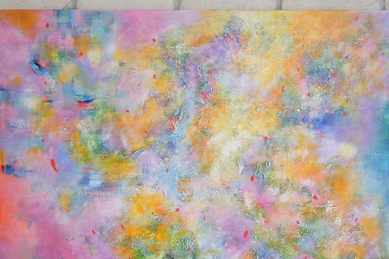 The Light, Modern Colorful Abstract Painting 100x100cm by Anna Selina