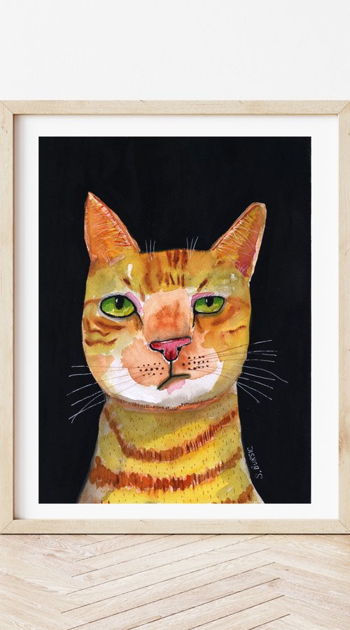 Funny Ginger Orange Cat by Sharyn Bursic