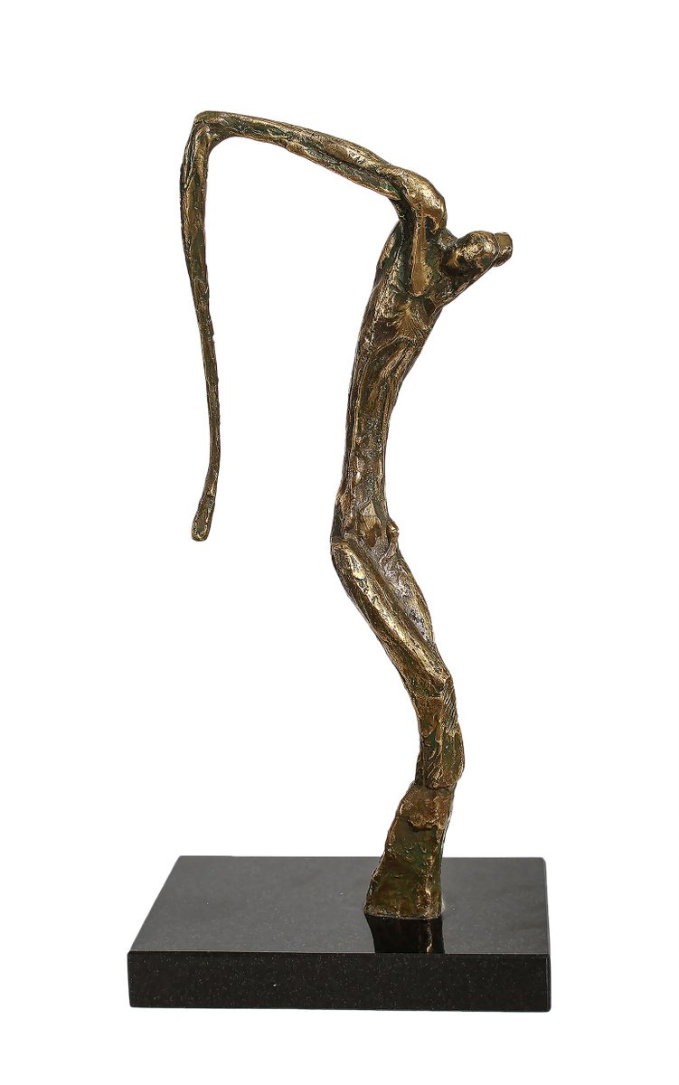 Abstract Portrait Bronze Sculpture By Mircea Puscas, 8 X 16", Crucifixion, Original Artwork