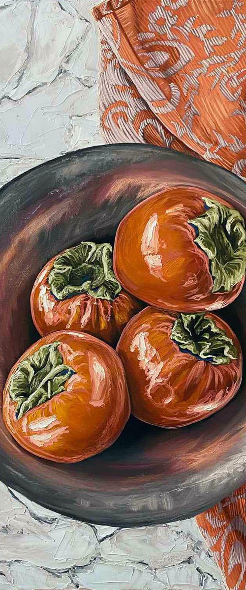 Still life with Persimmon by Elena Adele Dmitrenko
