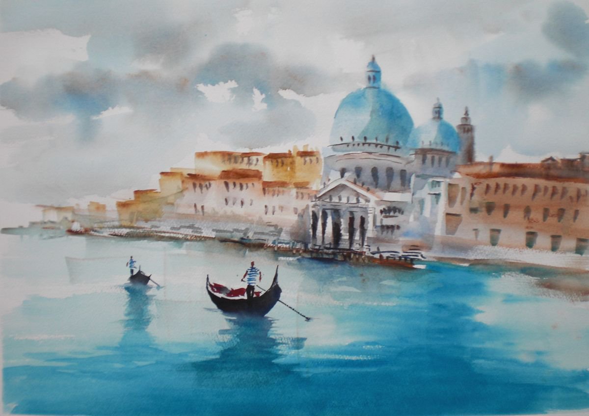 Expressive Cityscapes Watercolour By Giorgio Gosti, 18 X 13, Venice 26, Original Artwork