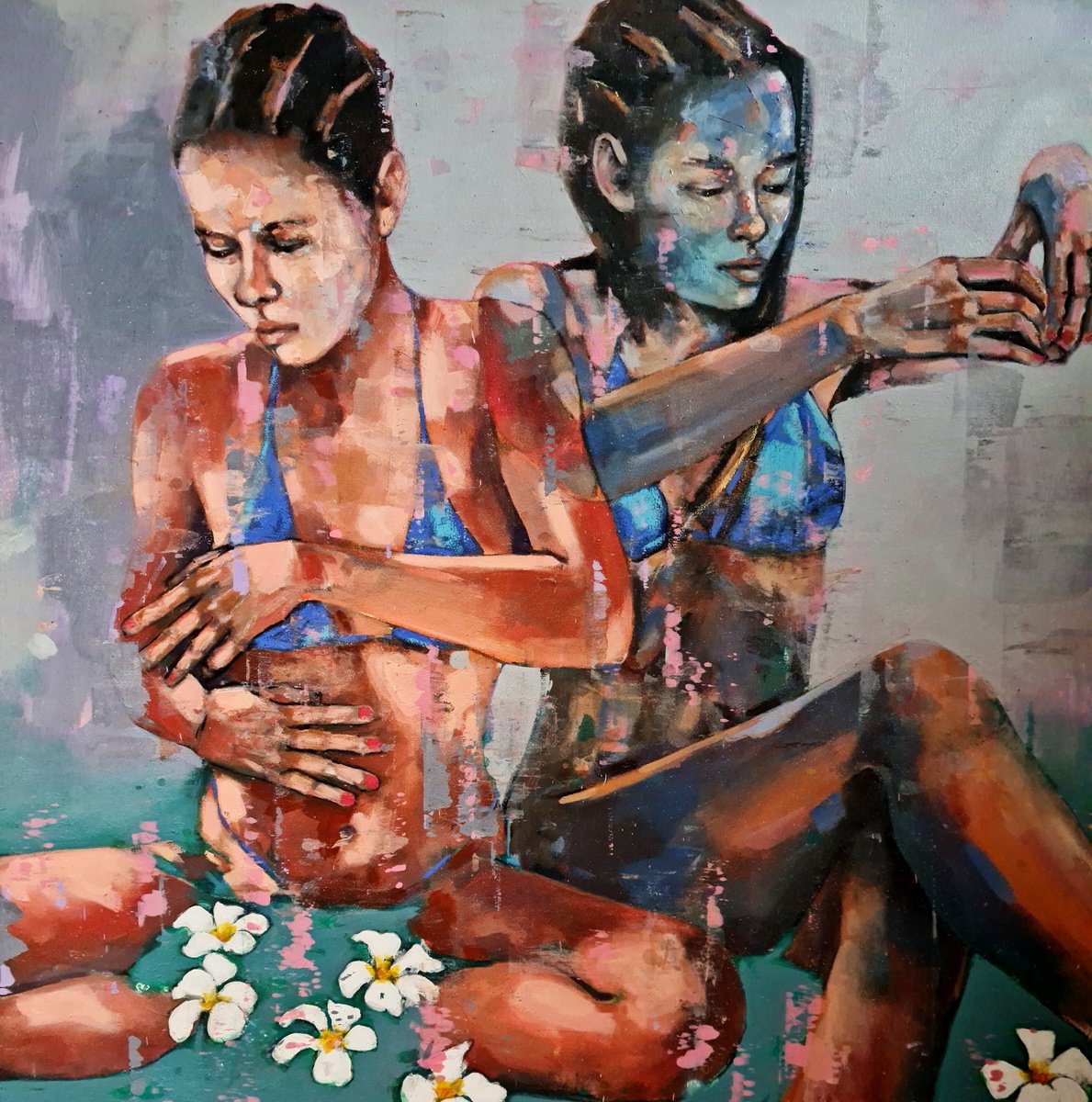 Expressive Oil Painting , Polarity 1-8-26 By Thomas Donaldson, 35 X 35, Artwork For Sale On Artfinder