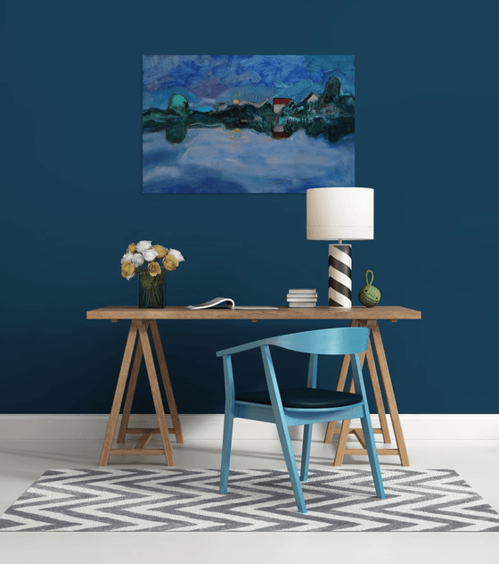 Twilight time.Moon rising