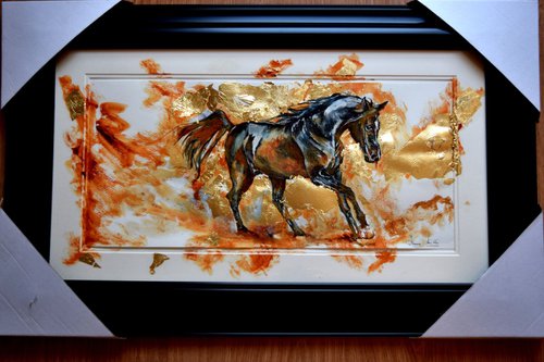 Sunny / Framed Horse Equine Art  Modern Contemporary by Anna Sidi-Yacoub