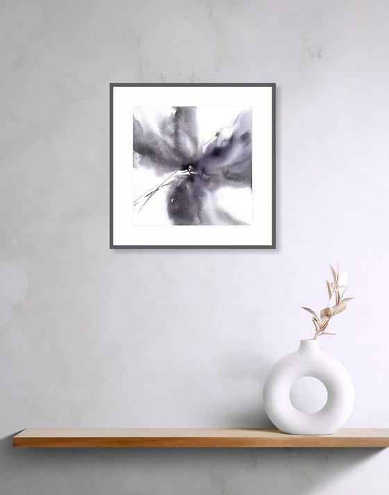 Abstract gray flowers set of 2