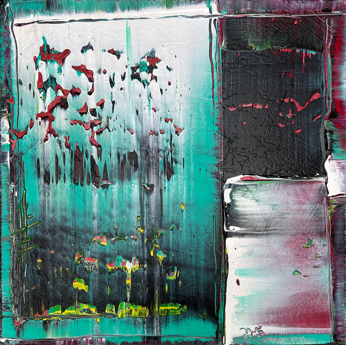 Abstract Acrylic Painting By Preston M. Smith (Pms), 14 X 14", "Separation Anxieties", Original Artwork