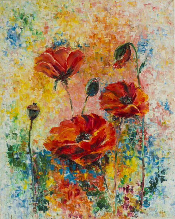 Crazy Poppies Big XL Size abstract painting
