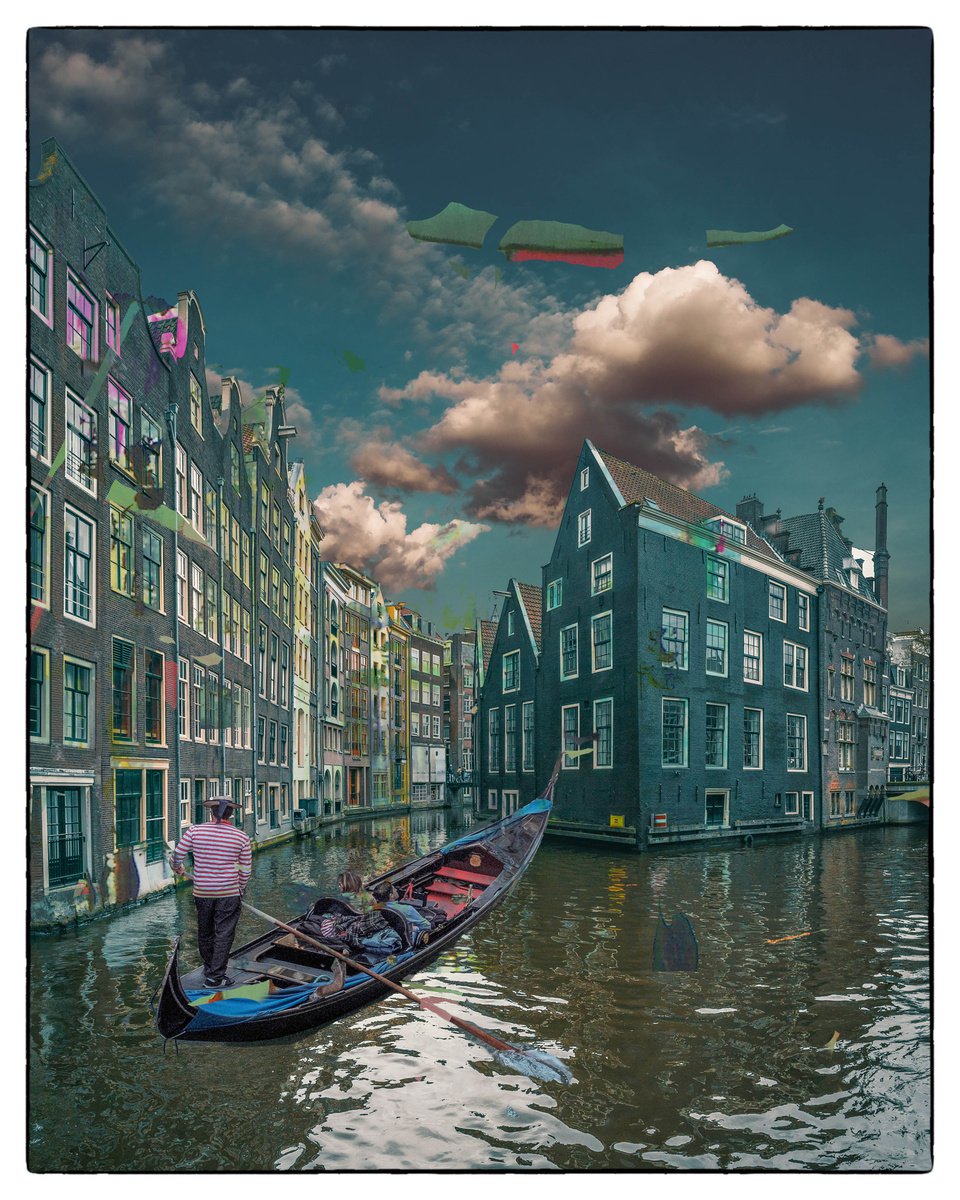 Expressive Cityscapes Photograph By Geert Lemmers Fpa, 31 X 39, Amsterdam View Opus 1632, Original Artwork