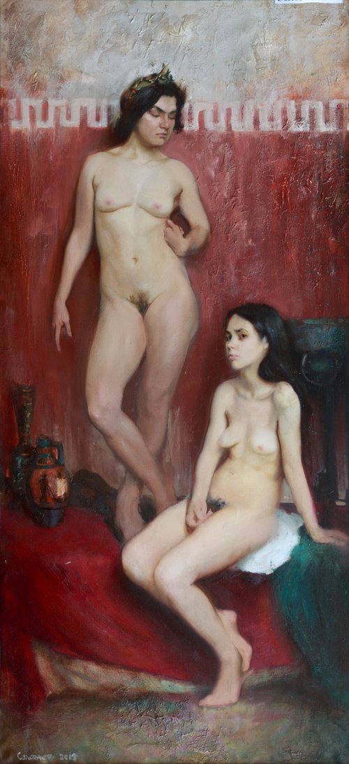 Two roman girls by Mikhail Solovev