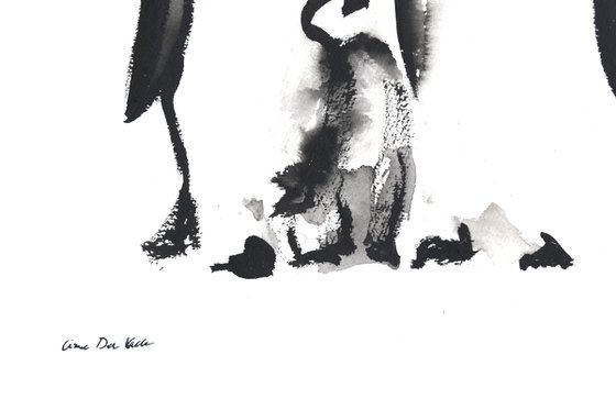 Penguin Ink drawing "Family"