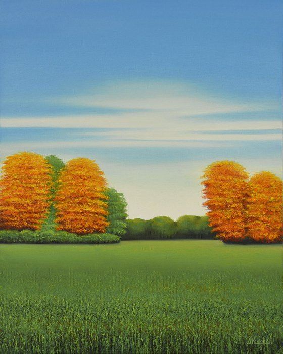 Golden Fall Trees - Blue Sky