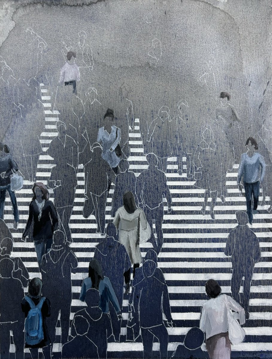 Urban And Pop Cityscapes Oil Painting By Martta Garcia, 11 X 14", Lifestyle, Original Artwork