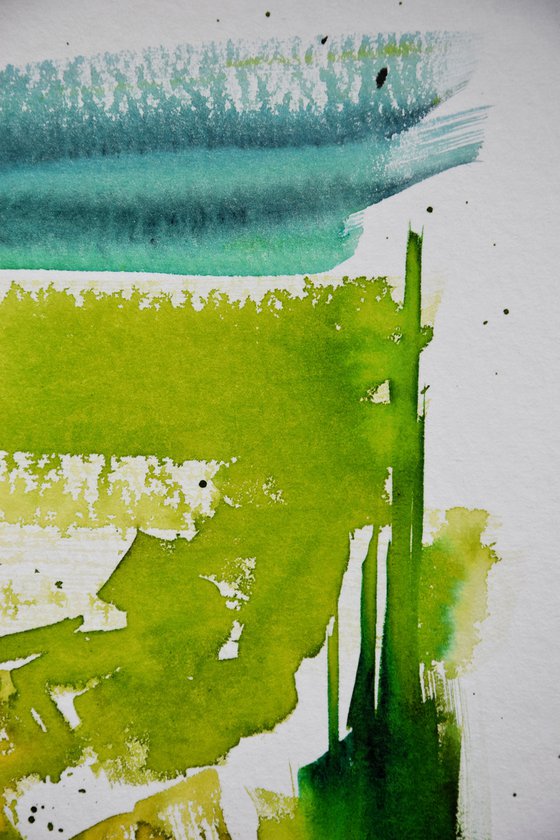 Abstract watercolor painting, green abstract wall art, modern home decor