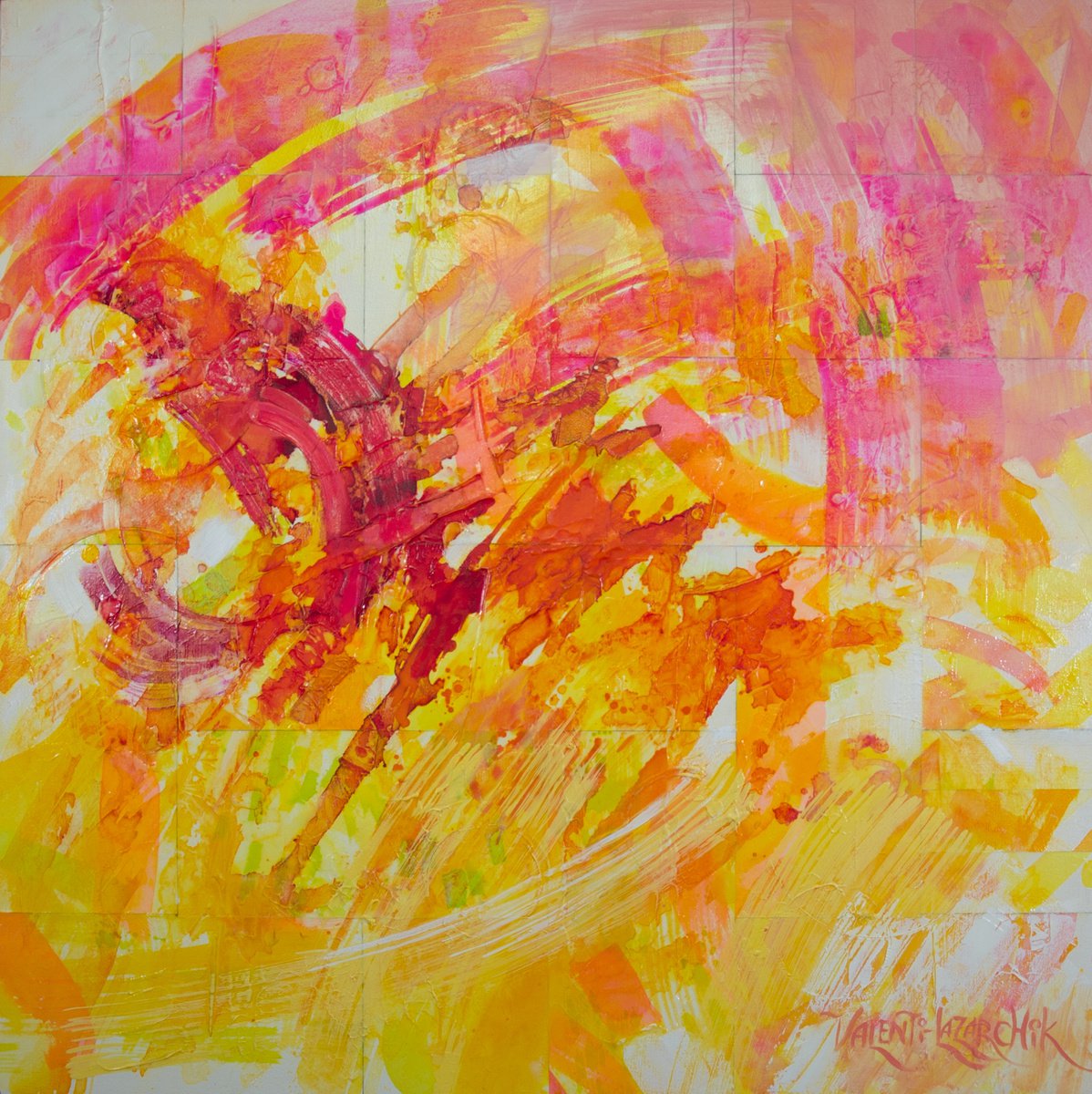 Organic Abstract Painting By Gina Valenti-Lazarchik, 36 X 36, Sundance, Original Artwork