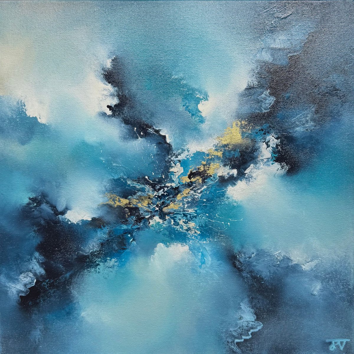 Organic Abstract Oil Painting By Jaimie Volkaerts, 16 X 16, A Moment Of Clarity, Original Artwork