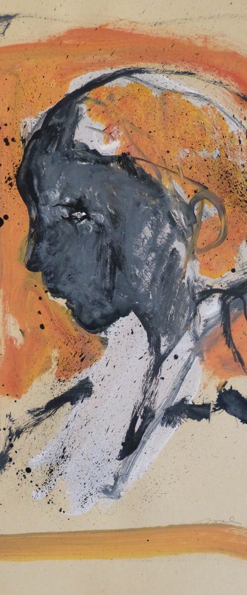 Large Portrait 18C14, mixed media 59x42 cm by Frederic Belaubre