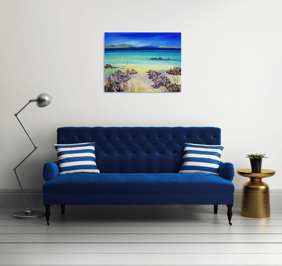 Scottish Beach with grasses and wild flowers