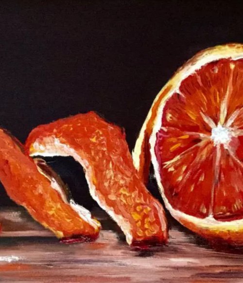 Peeled orange. Still life. by Olga Koval