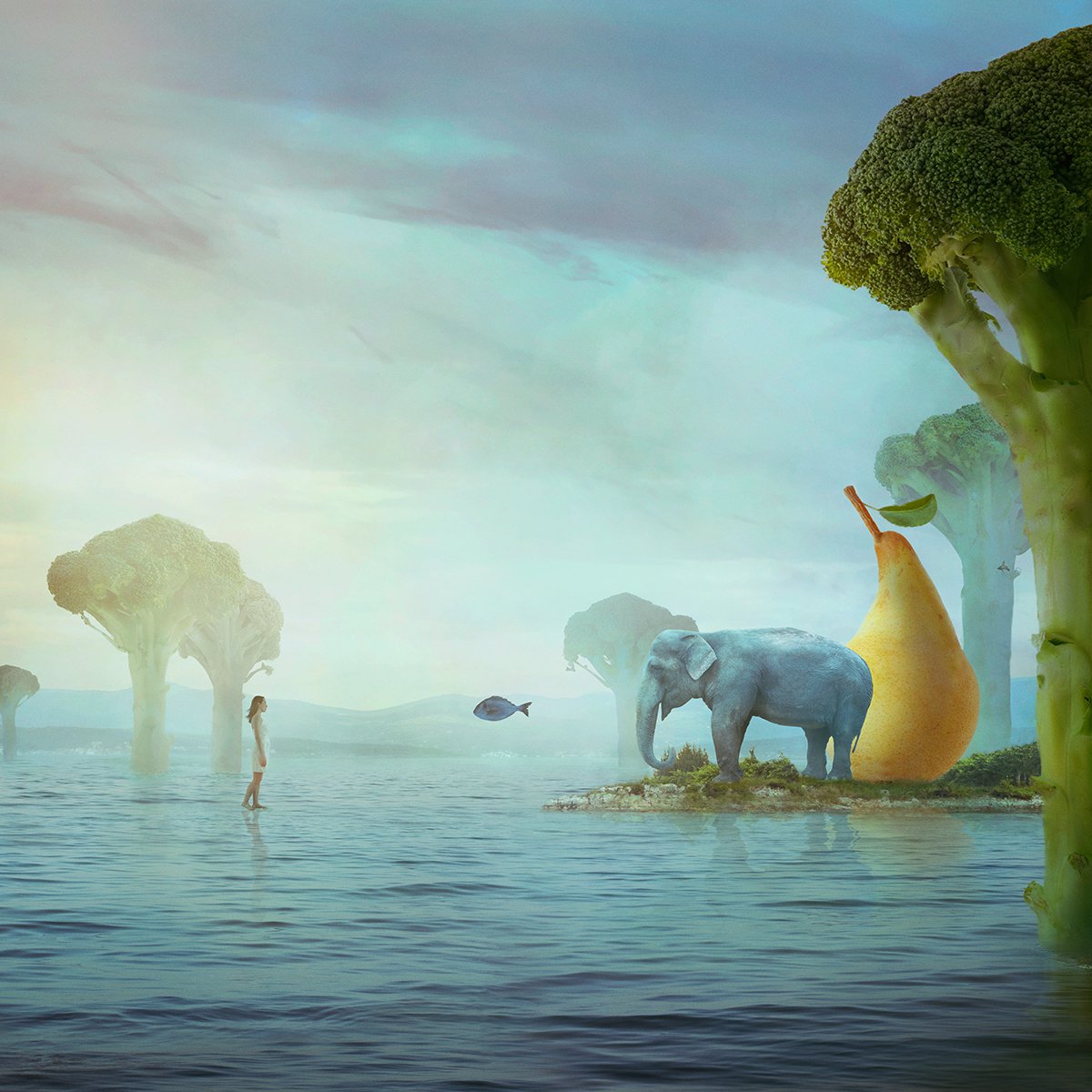 Surrealistic Portrait Photograph By Nikolina Petolas, 31 X 31", The Island, Original Artwork