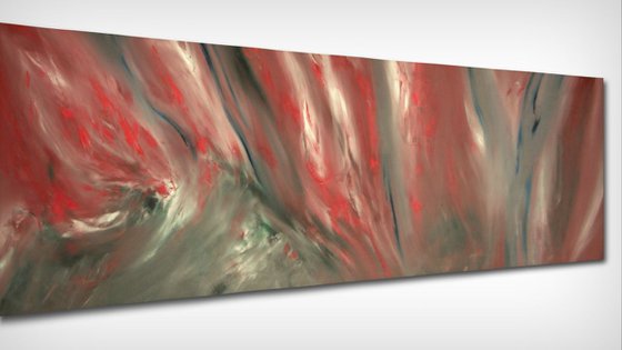 Scarlet shadow - 120x40 cm, LARGE XL, Original abstract painting, oil on canvas
